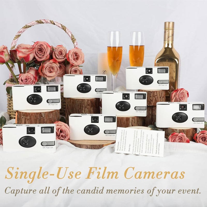 Entallor 12 Pack Disposable Cameras for Wedding Bulk, 35mm White Single-Use Film Cameras with Flash, One Time Cameras for Birthday Party Baby Shower Gathering Wedding Travel, lSO 400 Film,17 Exposures - Image 2